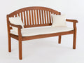 Bancos de jardín de madera 155 x 63 x 91 cm - marrón natural y blanco crema - respaldo curvo con reposabrazos y cojines