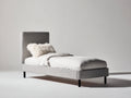 Camas individuales tapizadas 205 x 105 x 110 cm - gris claro y negro - cabecero alto con diseño moderno