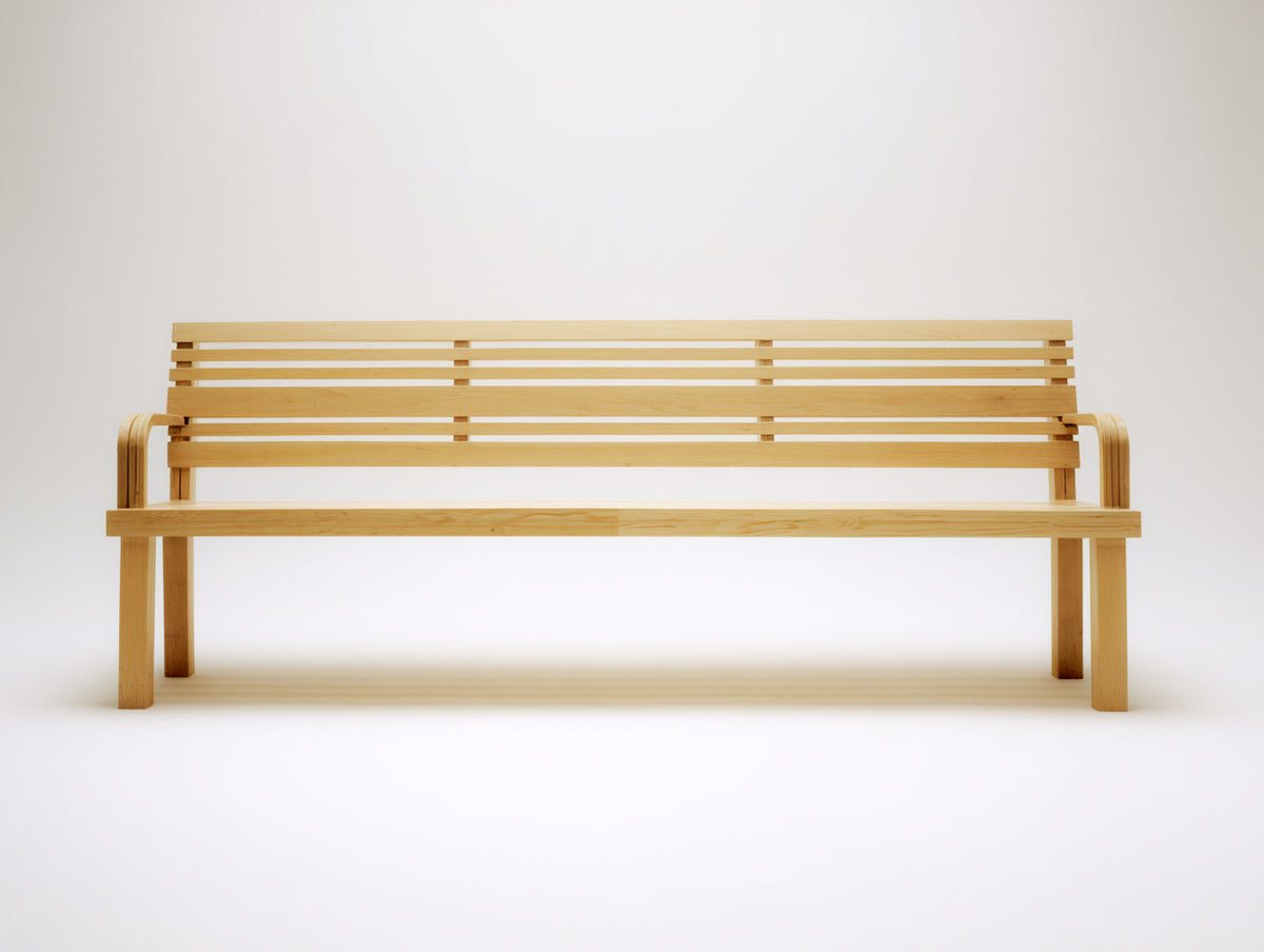 Banco de jardín de madera maciza 160 x 58 x 88 cm - Natural - respaldo de listones con reposabrazos