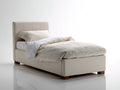 Camas individuales tapizadas 206 x 106 x 108 cm - beige claro y madera natural - cabecero acolchado de diseño sencillo
