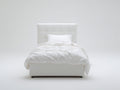 Cama individual tapizada 205 x 105 x 100 cm - Blanco - cabecero acolchado con diseño capitoné geométrico