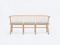 Bancos de jardín de madera maciza 180x55x82 cm - Madera natural-Gris claro - Diseño de 3 plazas con respaldo curvo de husillos