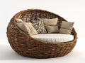 Sofá de exterior de ratán natural 175 x 150 x 105 cm - Marrón y beige - diseño envolvente con asiento acolchado