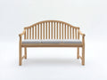 Bancos de jardín de madera 150 x 62 x 92 cm - madera natural y gris claro - respaldo curvo con reposabrazos y cojines