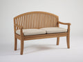 Banco de jardín de madera maciza 150 x 60 x 90 cm - Natural y beige - respaldo curvo con reposabrazos